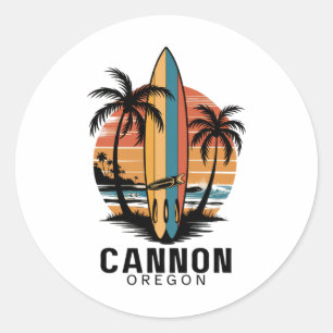 Cannon Beach Oregon Surfing Surfer Classic Round Sticker