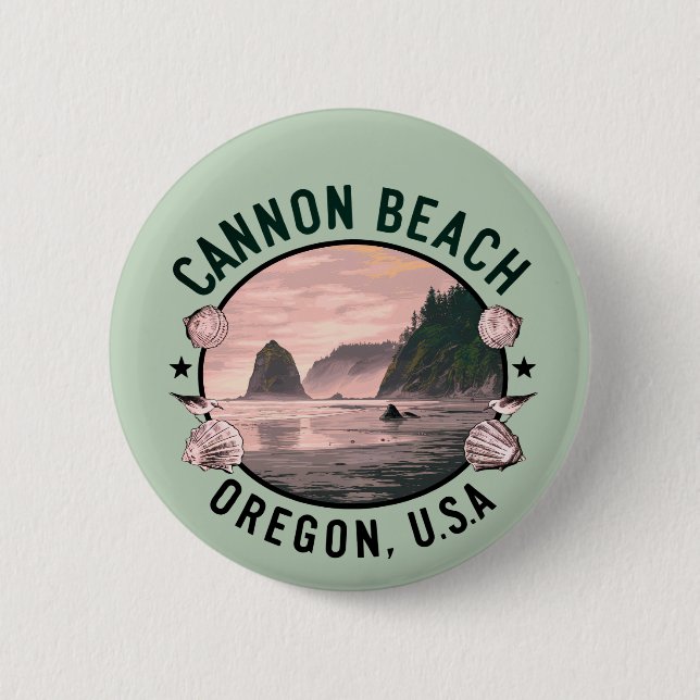 Cannon Beach Retro Vignette Button (Front)
