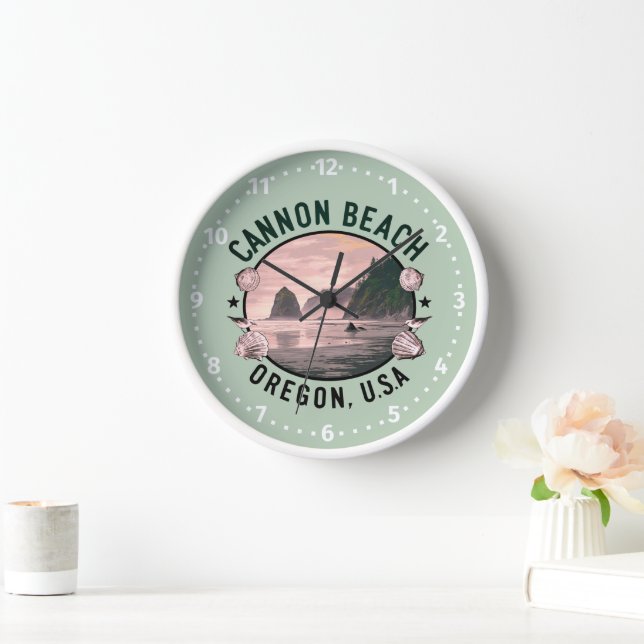 Cannon Beach Retro Vignette Clock (Home)