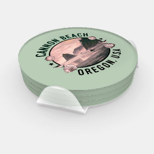 Cannon Beach Retro Vignette Coaster Set