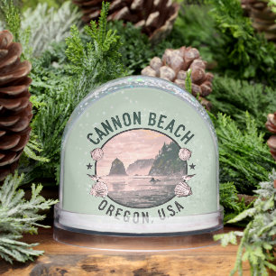 Cannon Beach Retro Vignette Snow Globe