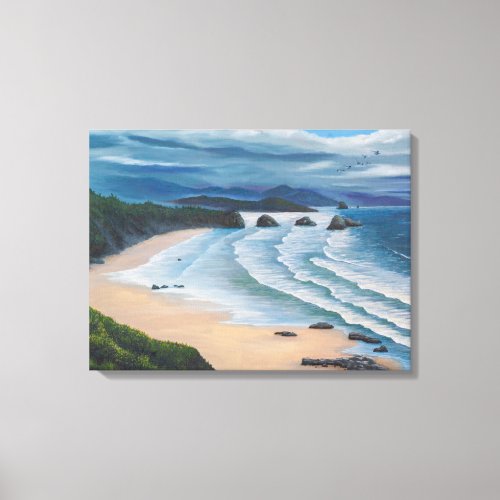 Cannon Beach Seascape Painting Canvas Print