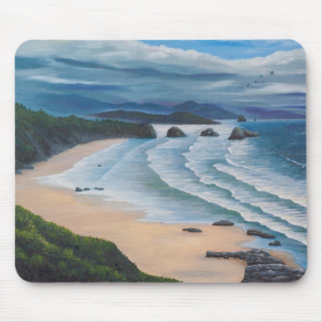 Cannon Beach Seascape Painting Mouse Pad (Front)