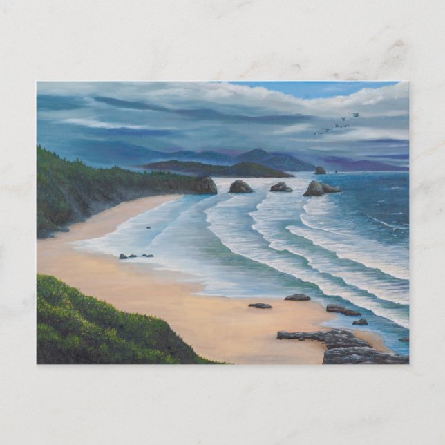Cannon Beach Seascape Painting Postcard (Front)