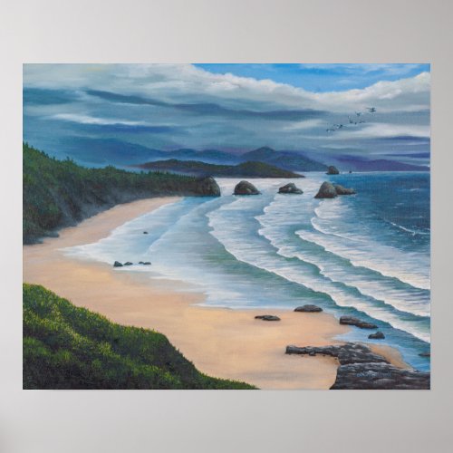 Cannon Beach Seascape Painting Poster