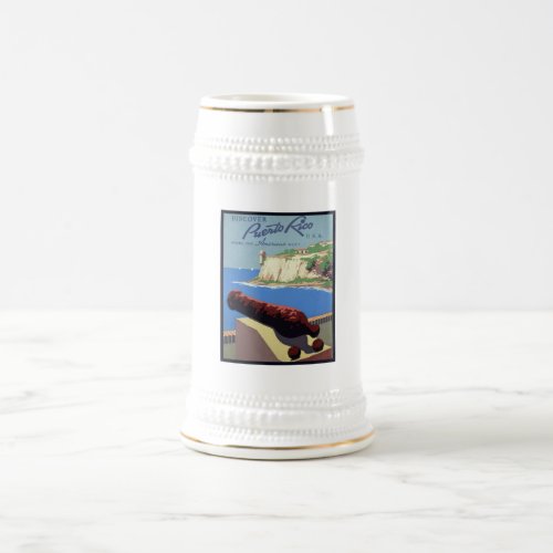 Cannon El Morro Fortress Puerto Rico Caribbean Sea Beer Stein