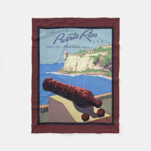 Cannon El Morro Fortress Puerto Rico Caribbean Sea Fleece Blanket