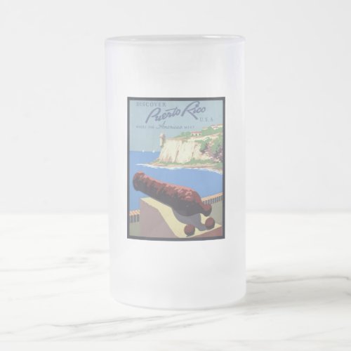 Cannon El Morro Fortress Puerto Rico Caribbean Sea Frosted Glass Beer Mug