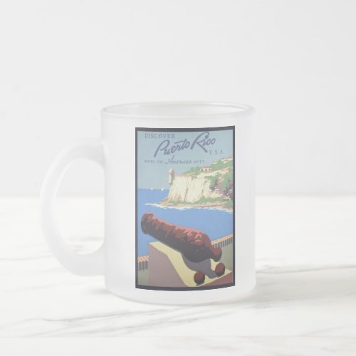 Cannon El Morro Fortress Puerto Rico Caribbean Sea Frosted Glass Coffee Mug