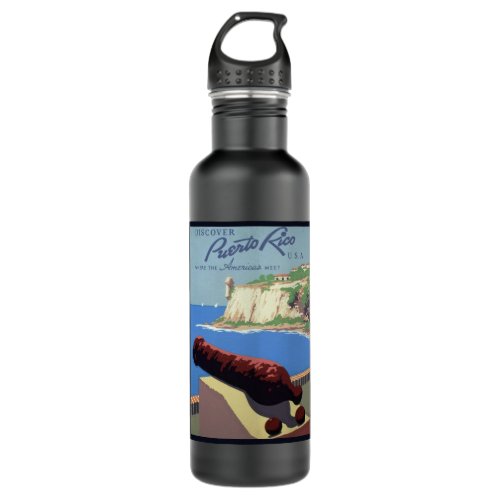 Cannon El Morro Fortress Puerto Rico Caribbean Sea Stainless Steel Water Bottle