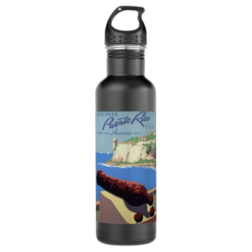 Cannon El Morro Fortress Puerto Rico Caribbean Sea Stainless Steel Water Bottle