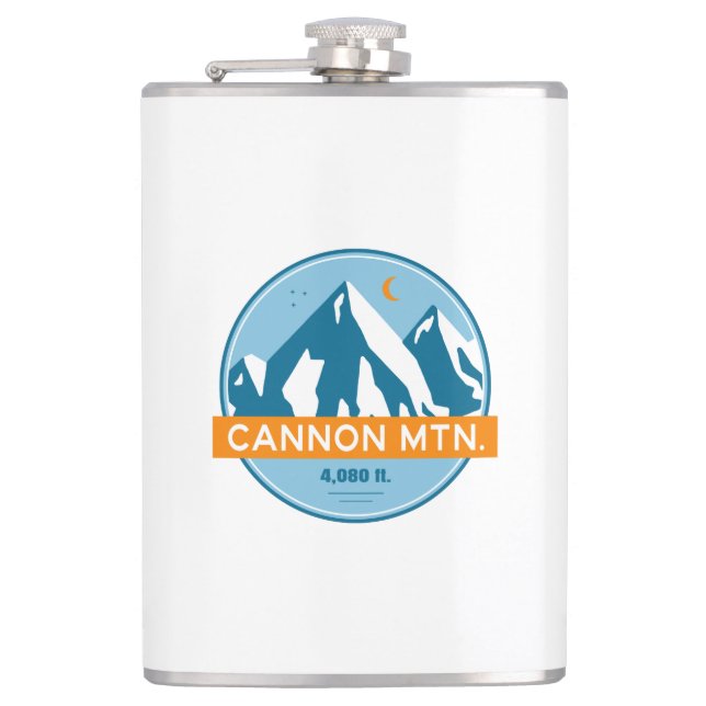 Cannon Mountain New Hampshire Stars Moon Flask (Front)