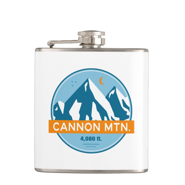 Cannon Mountain New Hampshire Stars Moon Flask (Front)