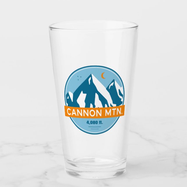 Cannon Mountain New Hampshire Stars Moon Glass (Front)