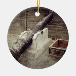 Cannon On Old City Wall Ceramic Ornament