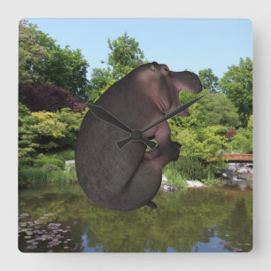 Cannonball Hippo Square Wall Clock
