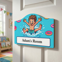 Cannonball Splash Pool Party Door Sign