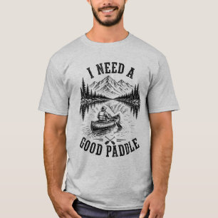Canoe Adventure Paddle Mountain Lake Vintage T-Shirt