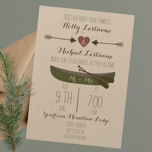 Canoe + Arrows Rustic Wedding Invitation