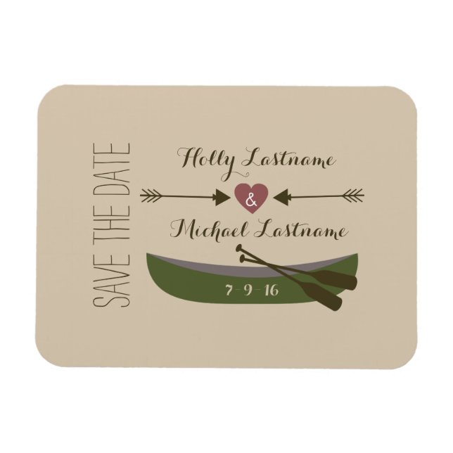 Canoe + Arrows With Heart Save The Date Magnet (Horizontal)