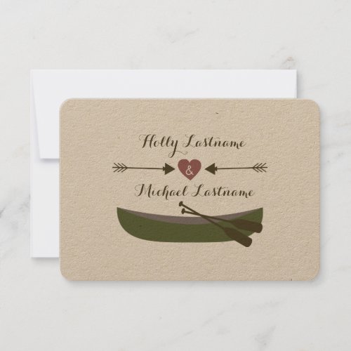 Canoe  Arrows With Heart Wedding RSVP RSVP Card