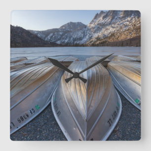 Canoe At The Lake Square Wall Clock