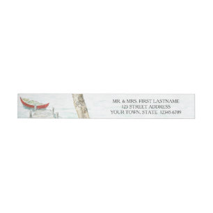 Canoe at the Lake Watercolor Wrap Around Address Label