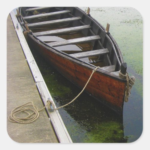 Canoe Boat Docked Square Sticker