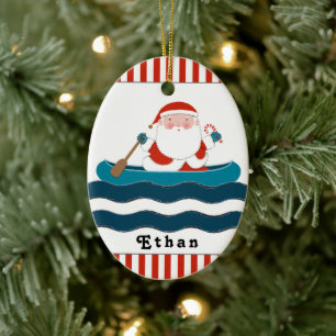 Canoe Camping Ceramic Ornament