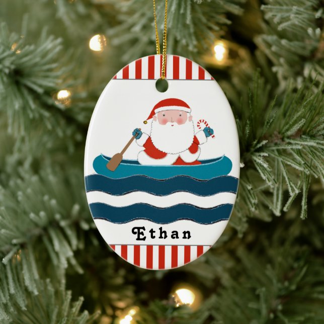 Canoe Camping Ceramic Ornament (Tree)