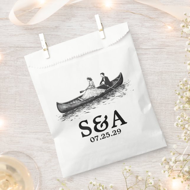 Canoe Couple Favor Bag (Clipped)