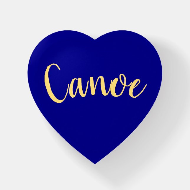 CANOE Fancy Script Deep Royal Blue Background Paperweight (Front)