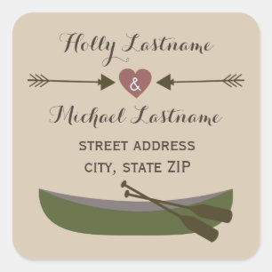Canoe + Heart With Arrows Address Sticker