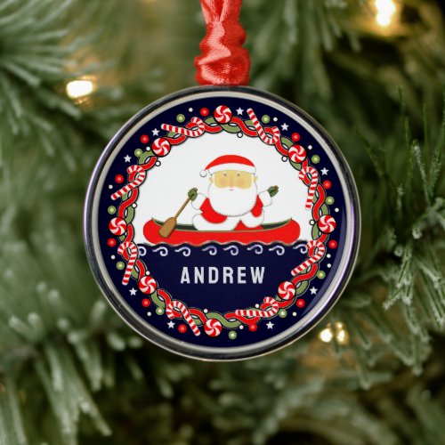 Canoe Holiday Gift Metal Ornament