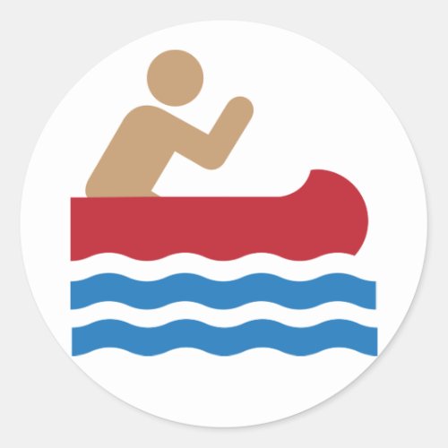 Canoe icon pictograph in color classic round sticker