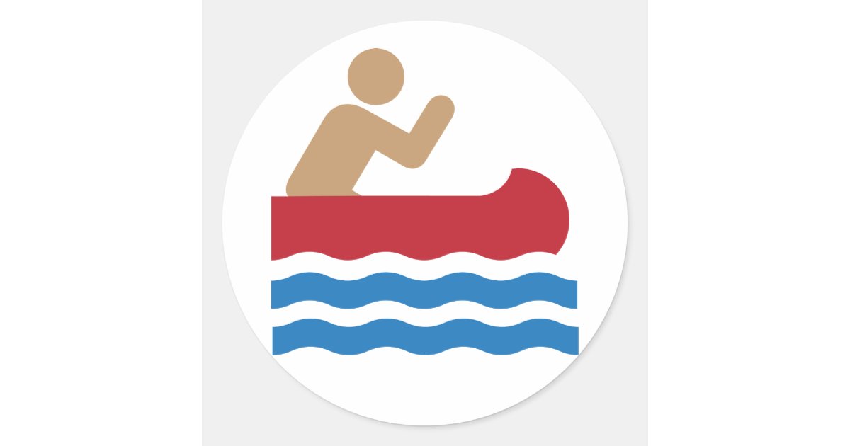 Canoe icon pictograph in color classic round sticker | Zazzle