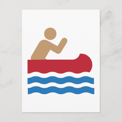 Canoe icon pictograph in postcard
