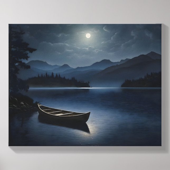 Canoe in the Moonlight Canvas Photo Tile (Front Set)
