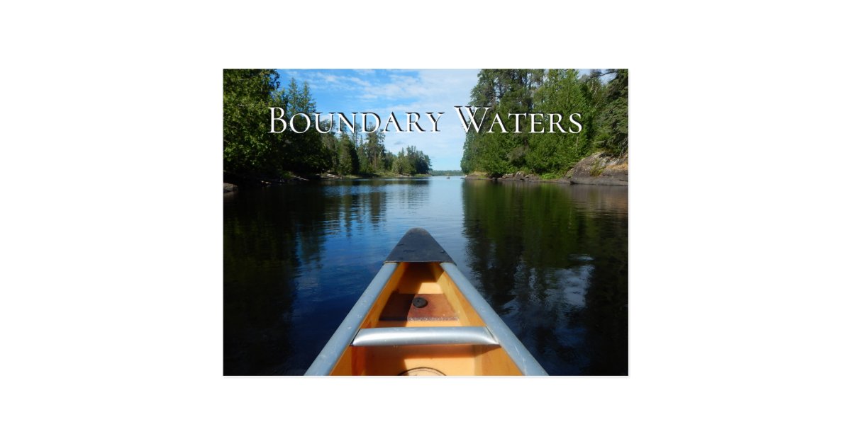 canoe in water, boundary waters canoe area, mn postcard