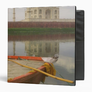 Canoe in water with Taj Mahal, Agra, India 3 Ring Binder