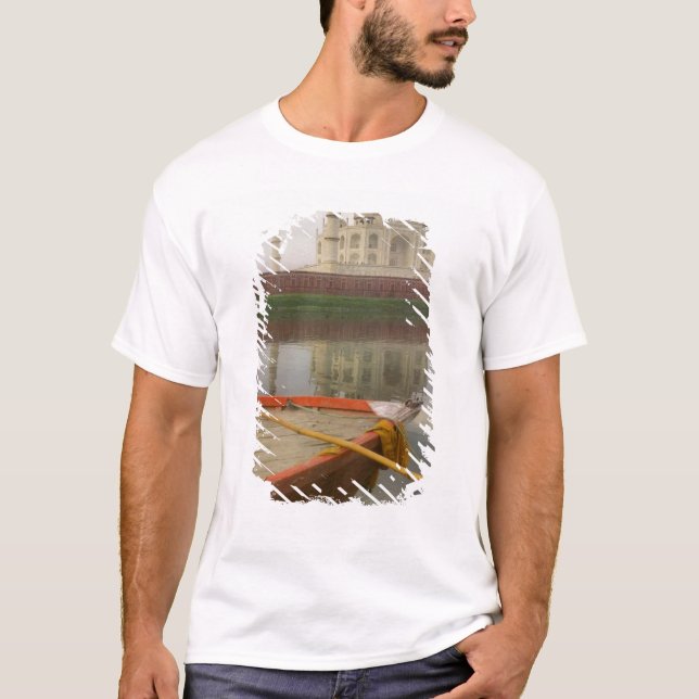 Canoe in water with Taj Mahal, Agra, India T-Shirt (Front)