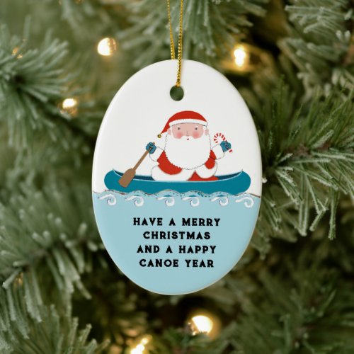 Canoe Kayak Christmas Collectible Ceramic Ornament