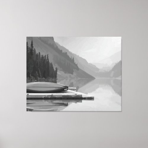 Canoe Mountain Lake Peaceful Wilderness Canvas Print