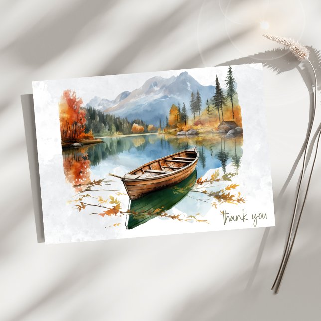 Canoe Mountain Lake Sympathy Thank You  Note Card (Creator Uploaded)