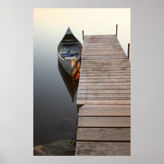 canoe on crystal clear lake - Customized Poster (Front)