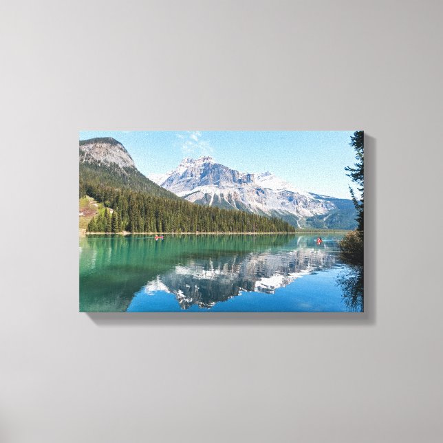 Canoe on famous Emerald Lake - Yoho NP, Canada Canvas Print (Front)