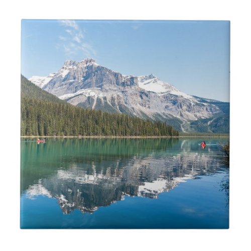 Canoe on famous Emerald Lake _ Yoho NP Canada Ceramic Tile