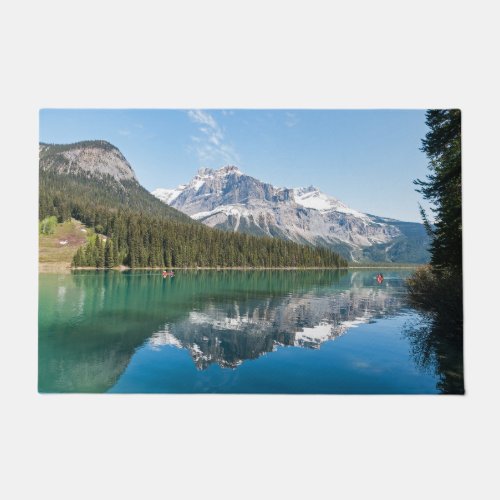 Canoe on famous Emerald Lake _ Yoho NP Canada Doormat