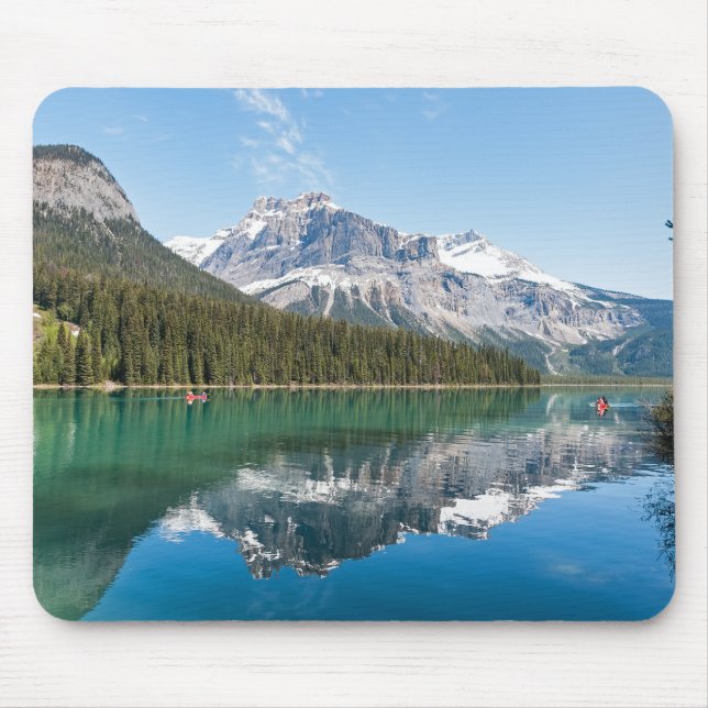 Canoe on famous Emerald Lake - Yoho NP, Canada Mouse Pad (Front)