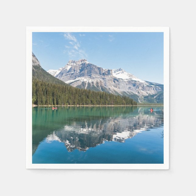 Canoe on famous Emerald Lake - Yoho NP, Canada Napkins (Front)